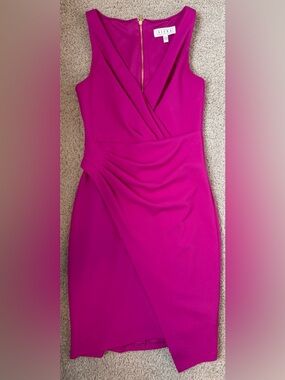 Siena Studio Strapless Fuchsia Ruched Sheath Dress